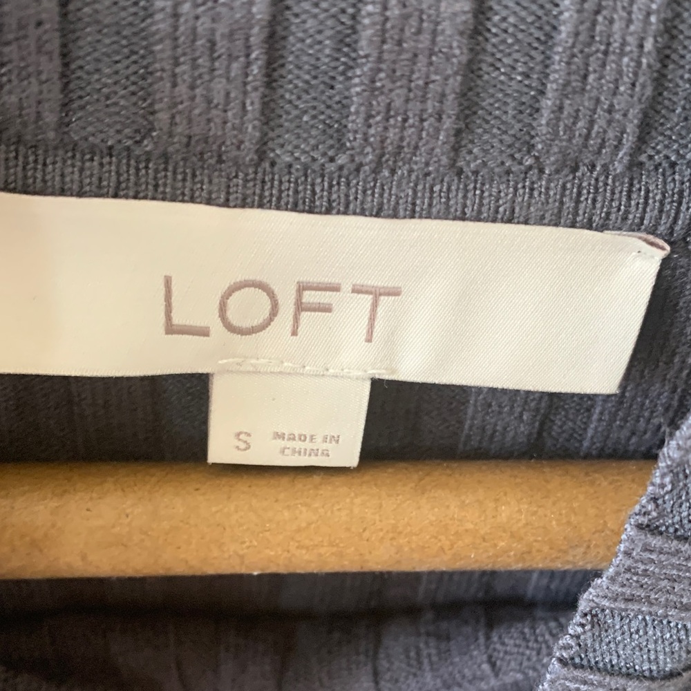 LOFT Charcoal Ribbed Knit Top - Picture 2 of 5